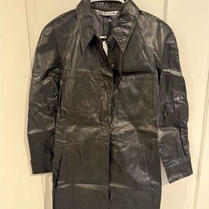 Zara Black Faux Leather Dress – Medium, New with Tags